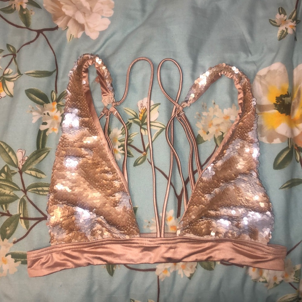 Beach bunny NWOT gold sequin bikini